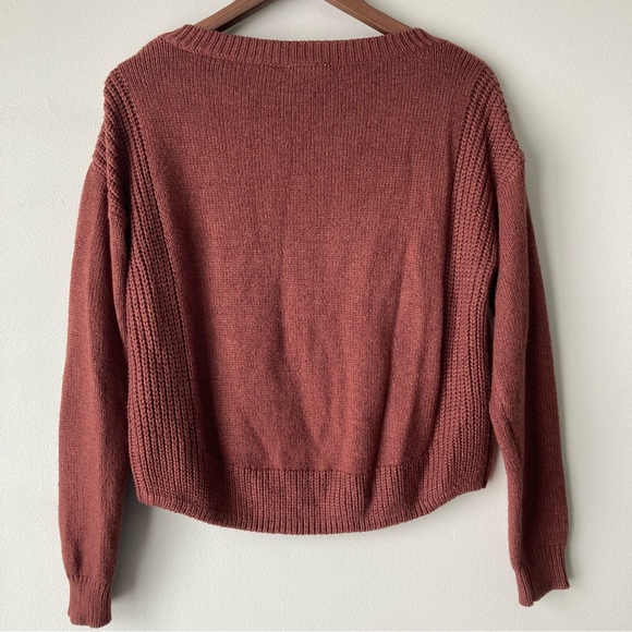 Aeropostale Women's Rust Brown Crew Neck Fisherman Sweater Medium - Picture 4 of 8